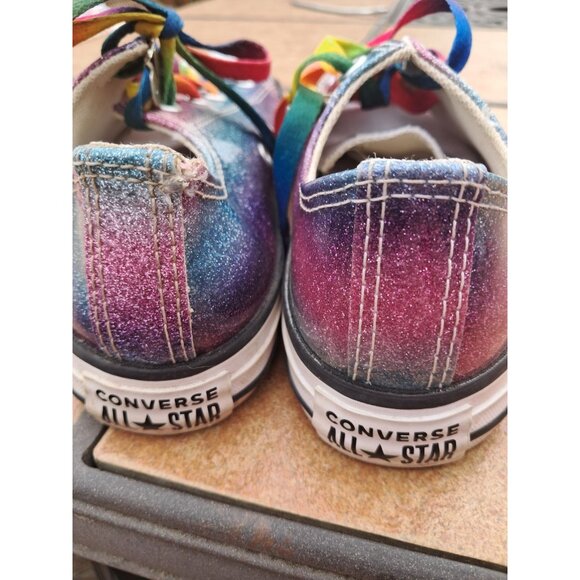 Converse Girls All Star Chuck Taylor Low Top Purple Glitter Size 3 Rainbow - Picture 4 of 4